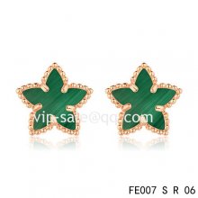 Cheap Van Cleef & Arpels Sweet Alhambra Star Earrings Pink Gold,Malachite